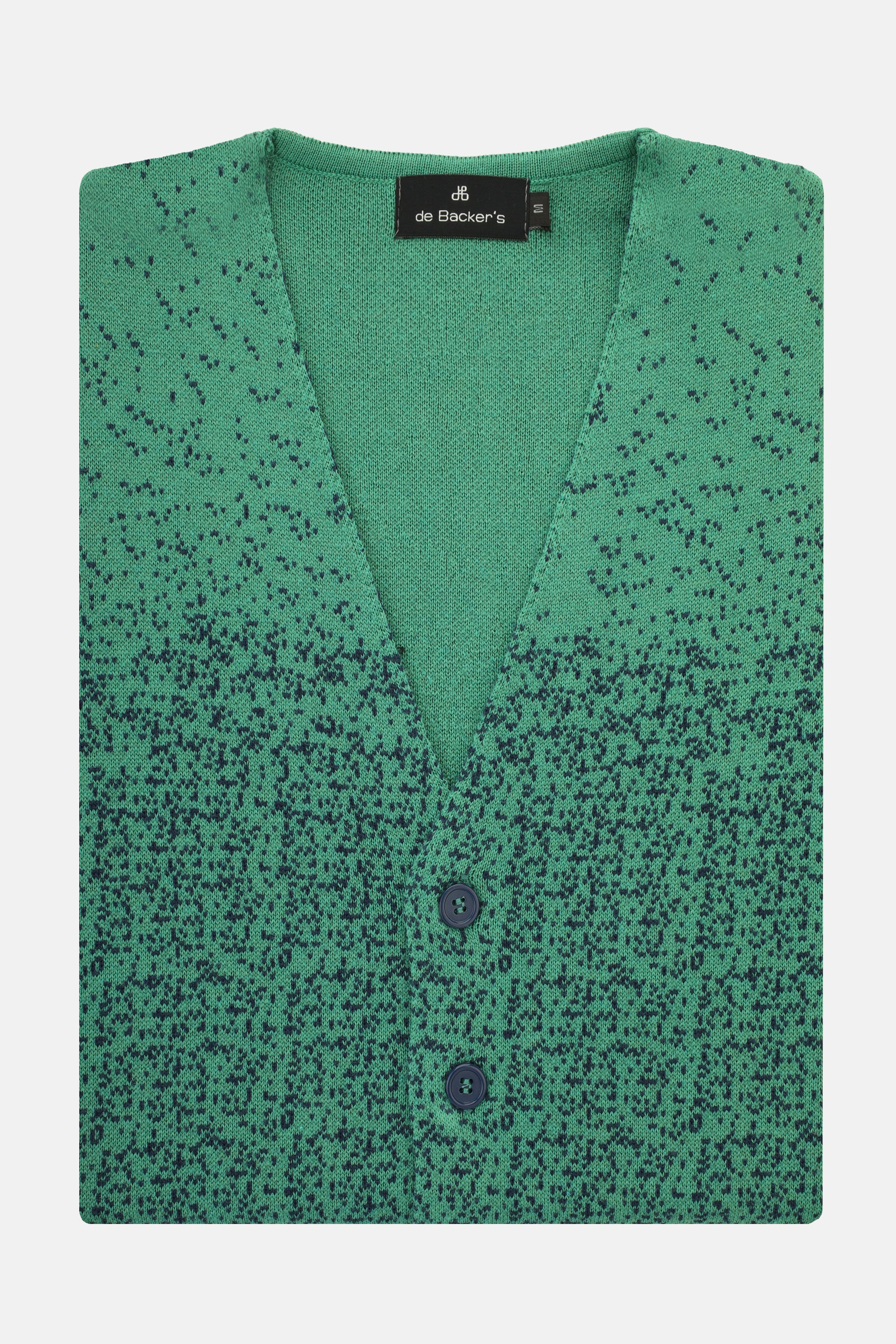 Button up Jacquard Green Knitwear Vest - 1