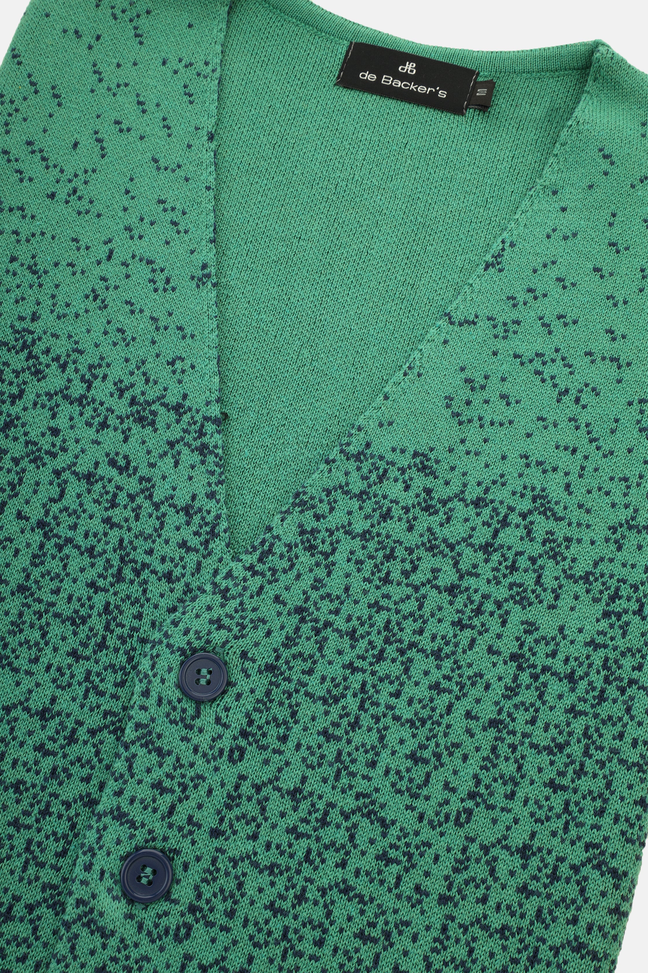 Button up Jacquard Green Knitwear Vest - 2