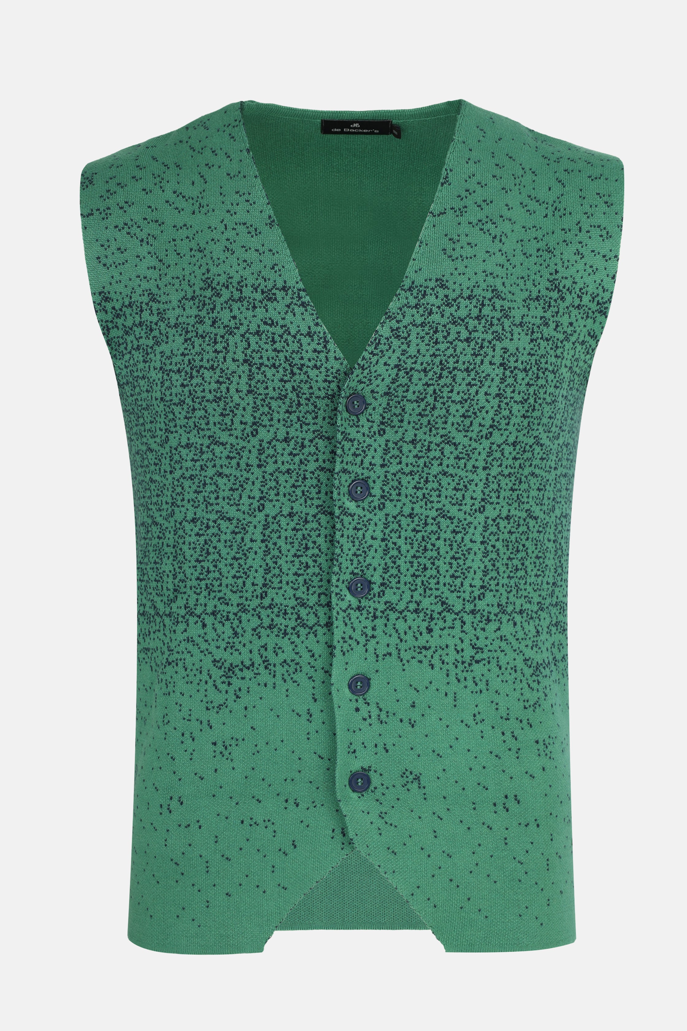 Button up Jacquard Green Knitwear Vest - 4