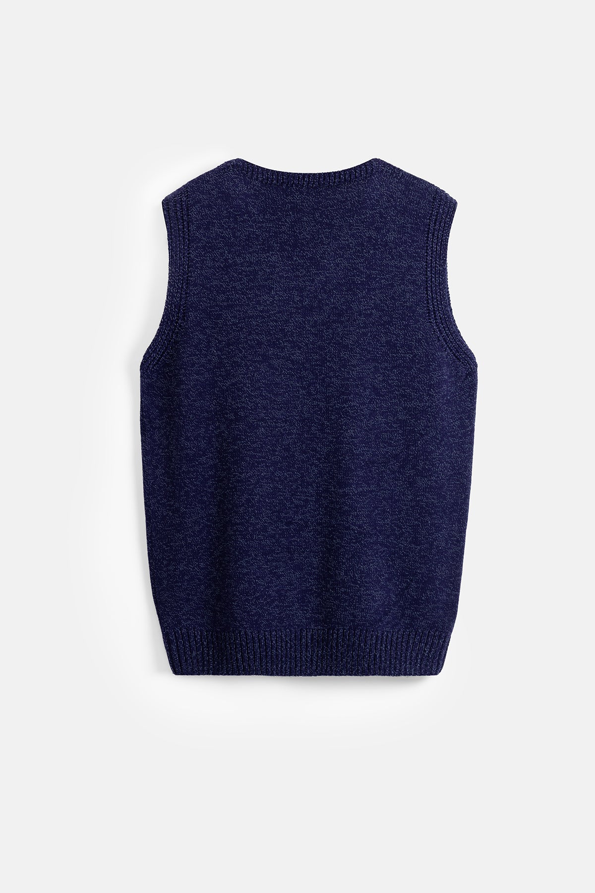 Solid Navy V-Neck Knitwear Vest - 2