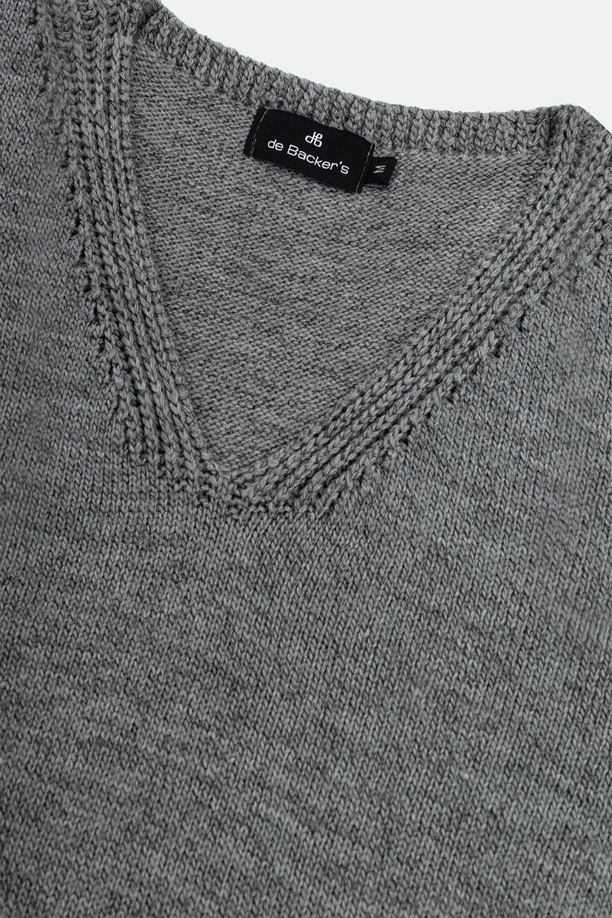 Solid Gray V-Neck Knitwear Vest - 2