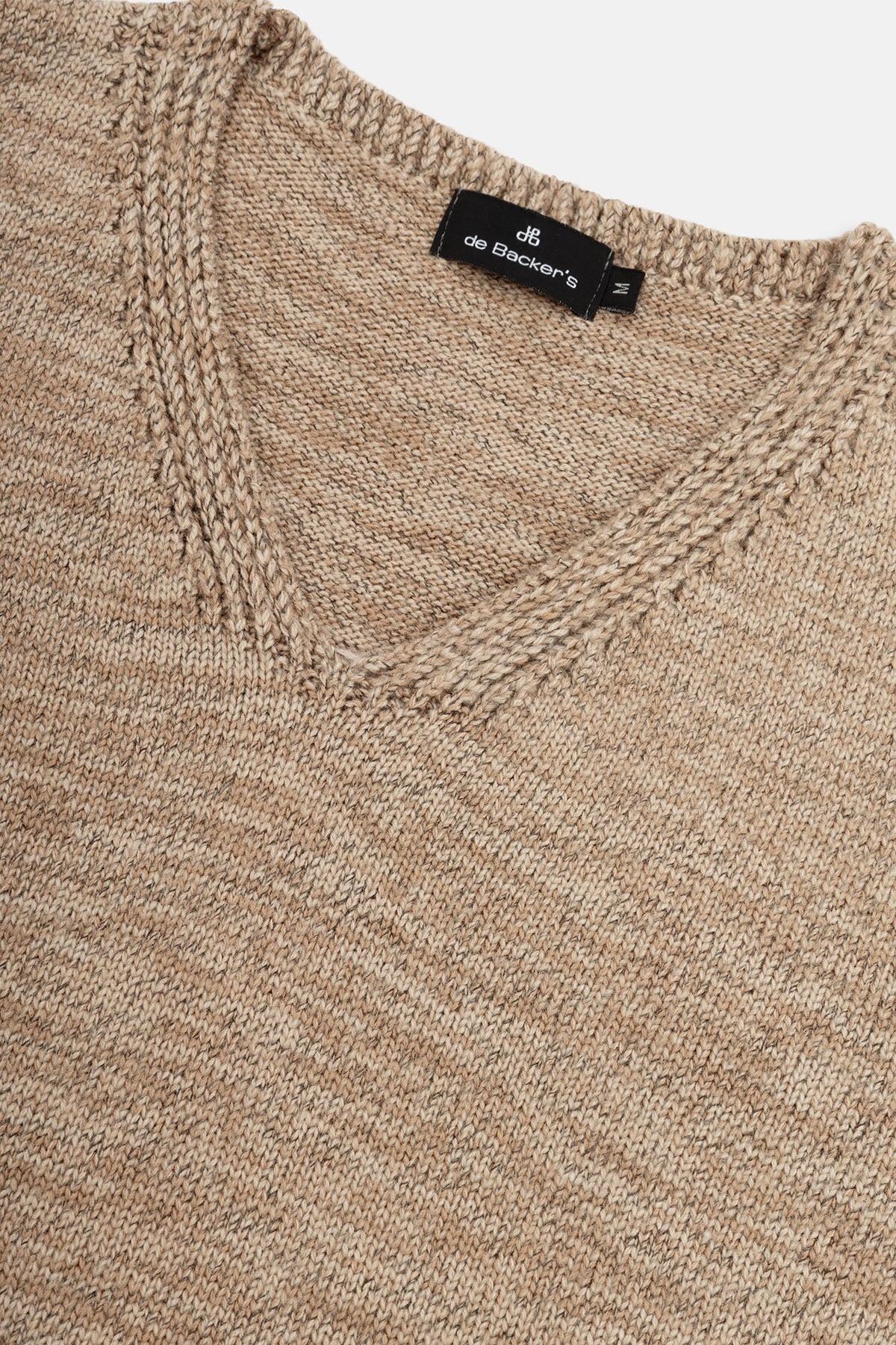 Solid Beige V-Neck Knitwear Vest - 2