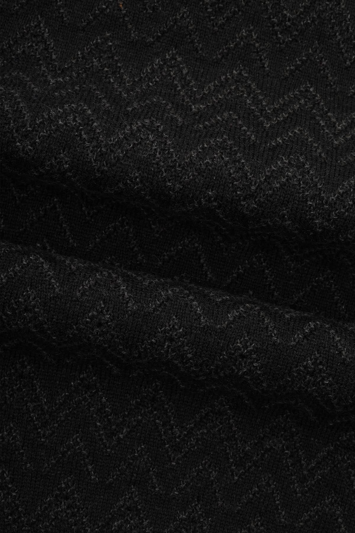 Jacquard Knitted Half-Zipper Black Pullover - 4