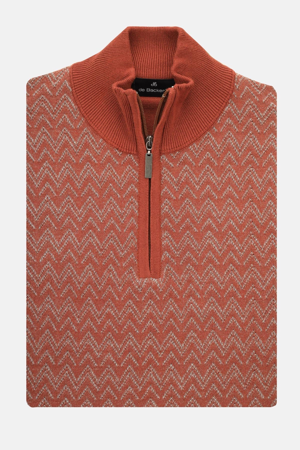 Jacquard Knitted Half-Zipper Brick Pullover - 1