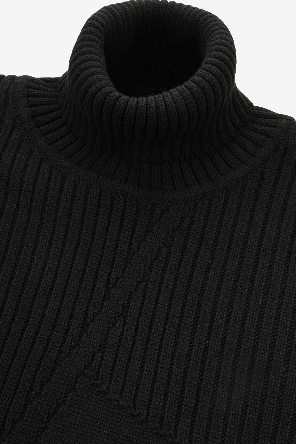 Jacquard Knitted High-neck Black Pullover - 2