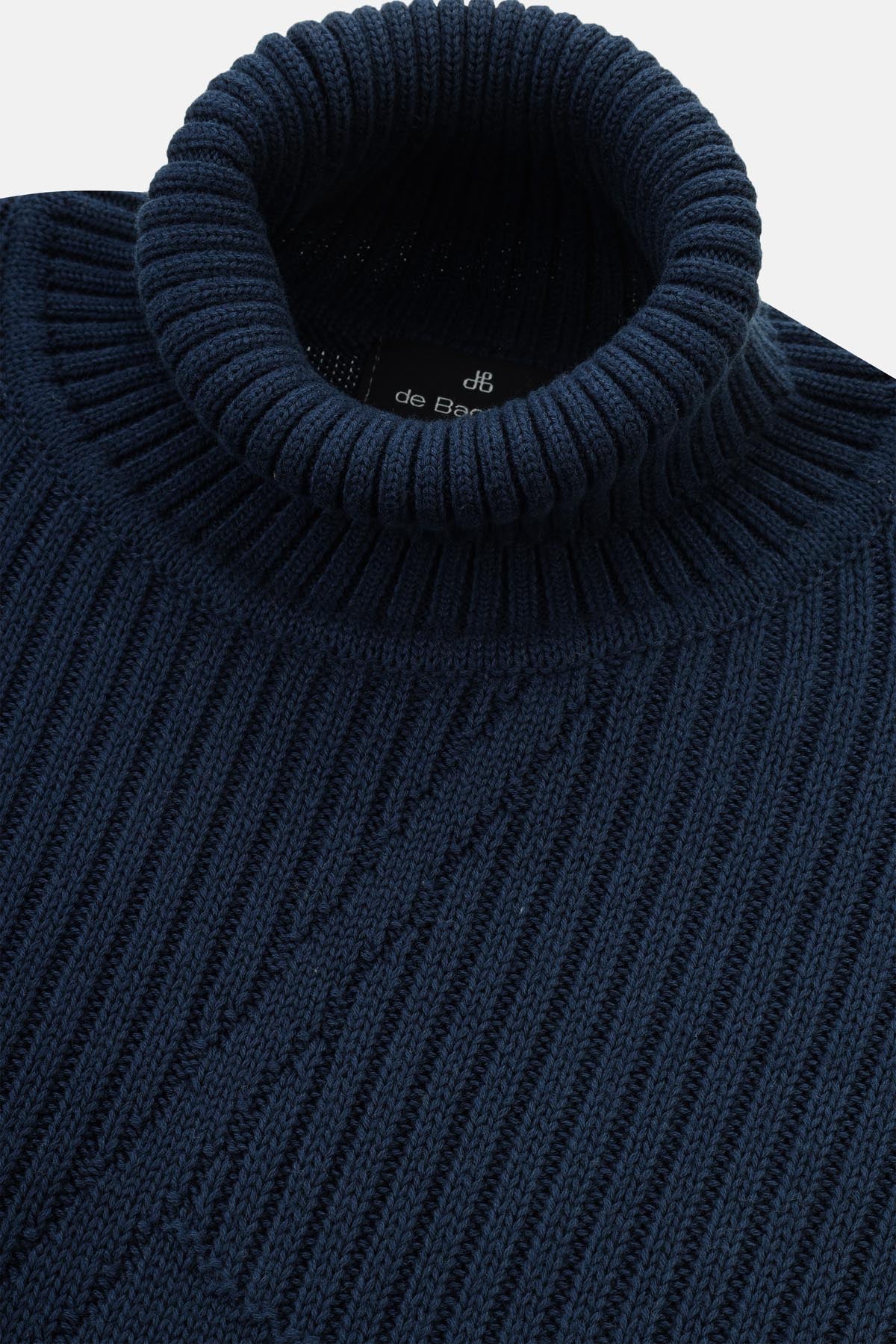 Jacquard Knitted High-neck Navy Pullover - 2