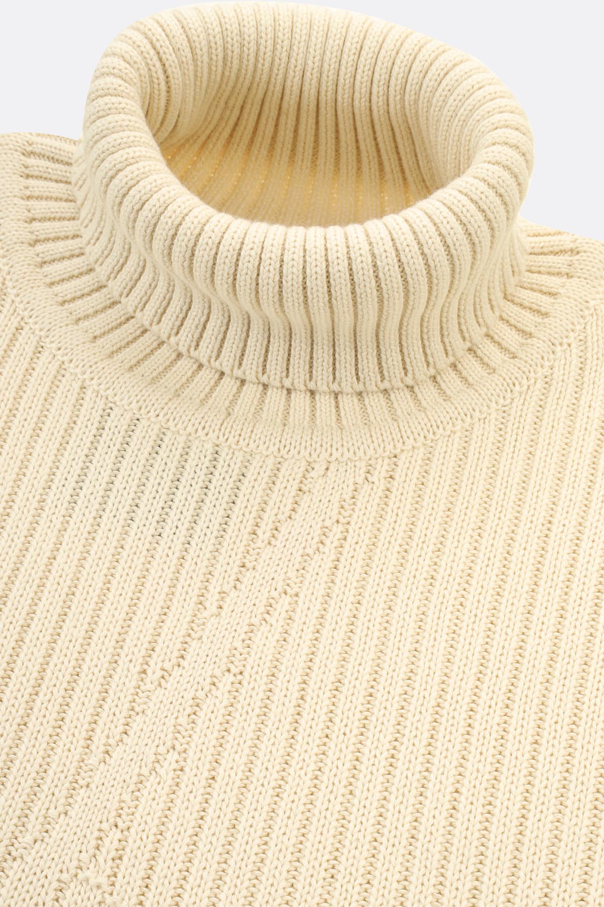 Jacquard Knitted High-neck Off White Pullover - 2