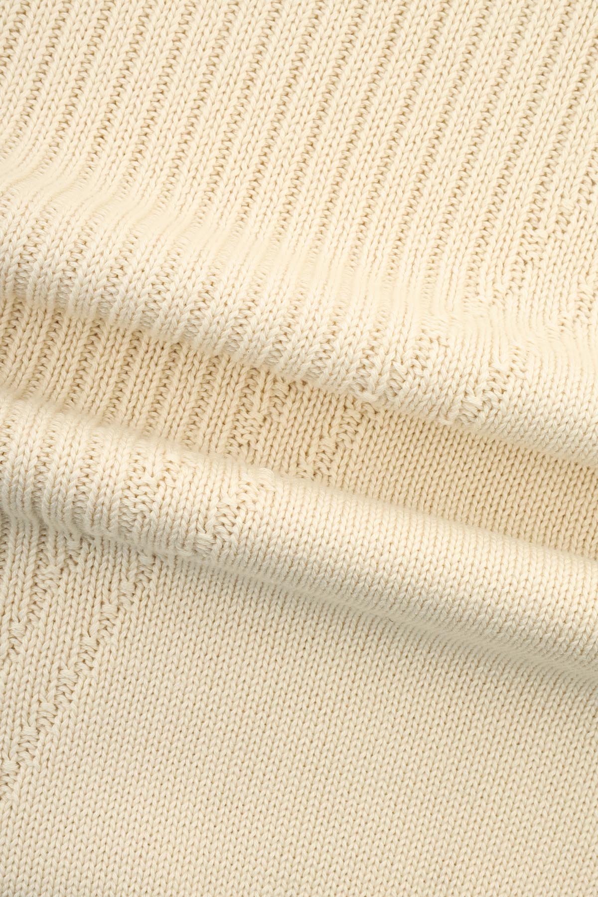 Jacquard Knitted High-neck Off White Pullover - 4