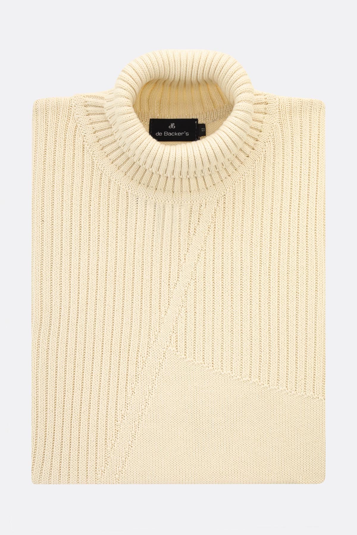 Jacquard Knitted High-neck Off White Pullover - 1