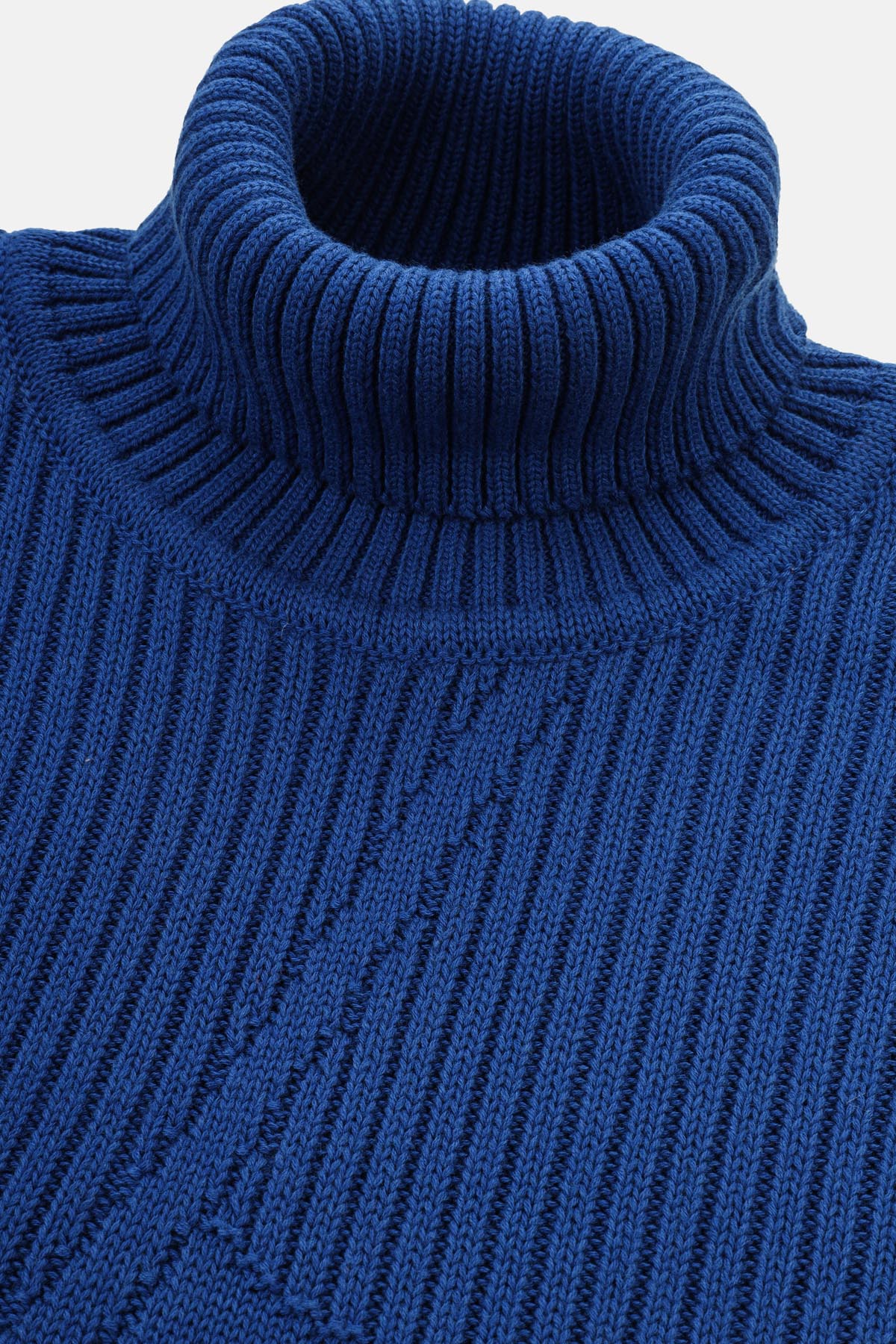 Jacquard Knitted High-neck Byzantine Blue Pullover - 2