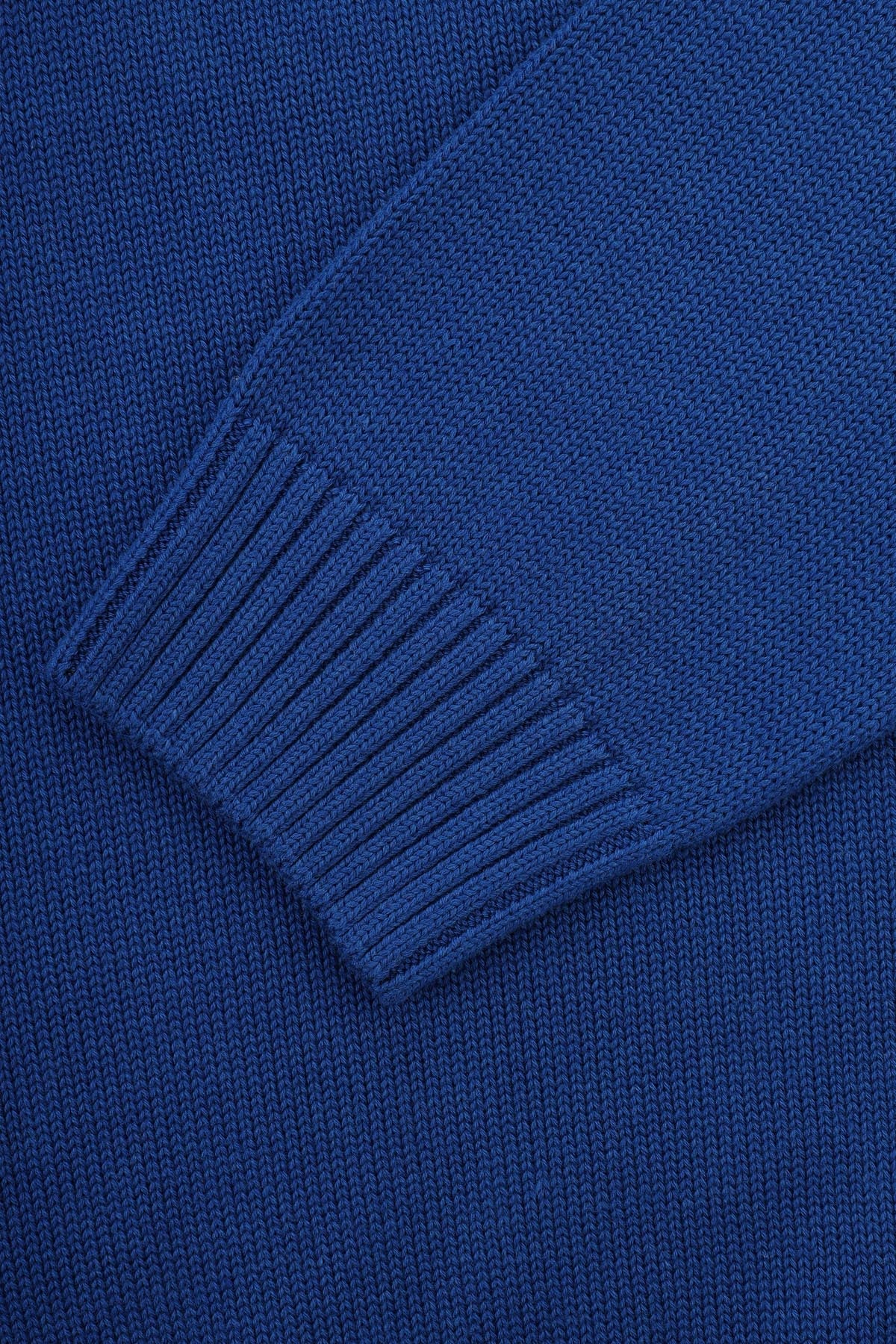 Jacquard Knitted High-neck Byzantine Blue Pullover - 3