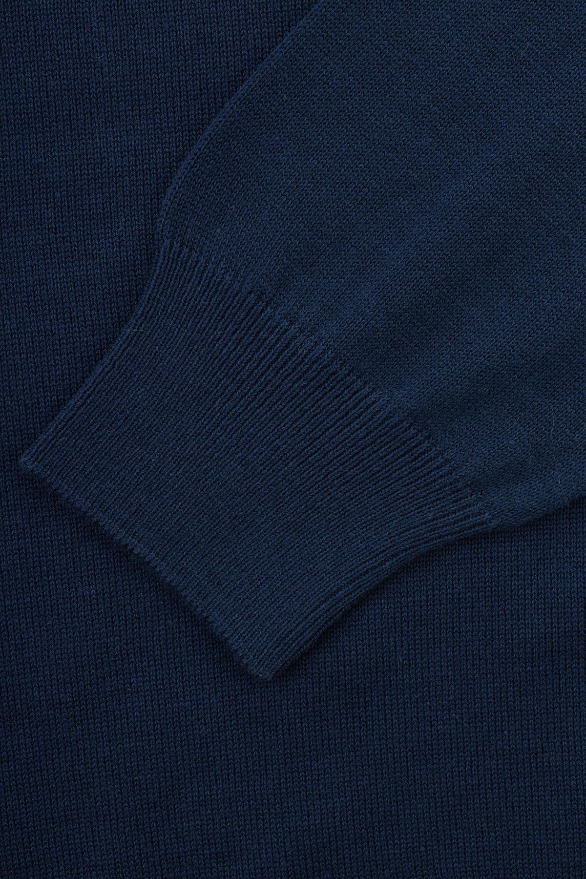Jacquard Knitted Mock Neck Navy Pullover - 3