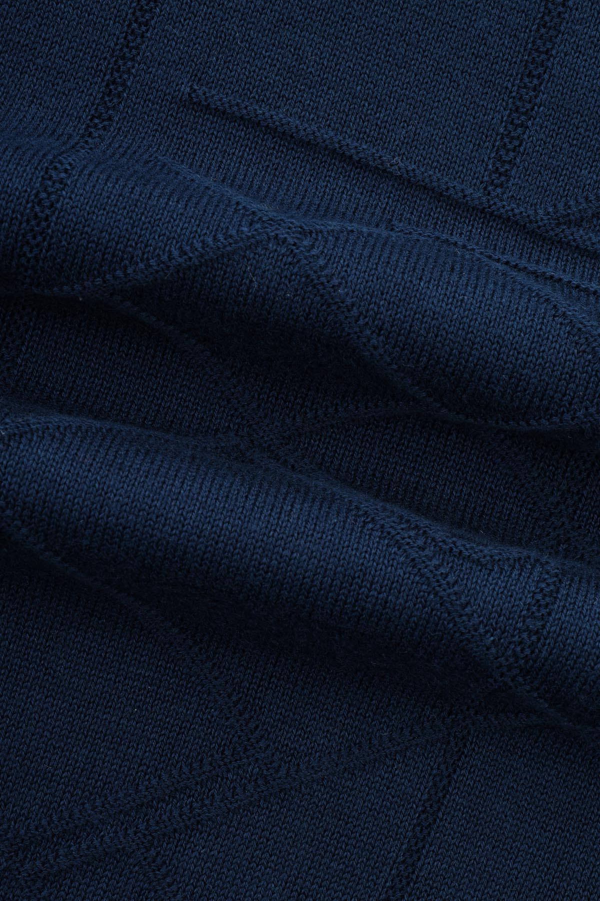 Jacquard Knitted Mock Neck Navy Pullover - 4