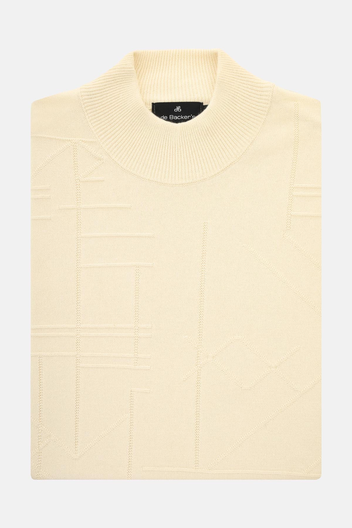 Jacquard Knitted Mock Neck Papaya Whip Pullover - 1