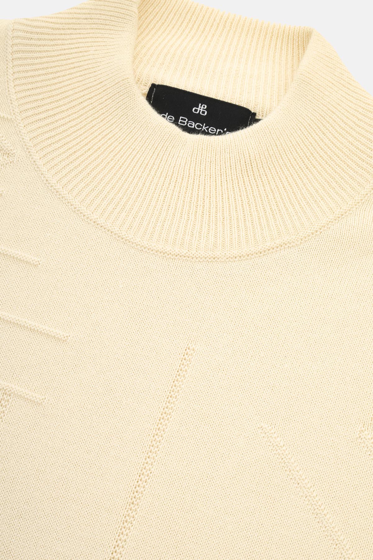 Jacquard Knitted Mock Neck Papaya Whip Pullover - 2