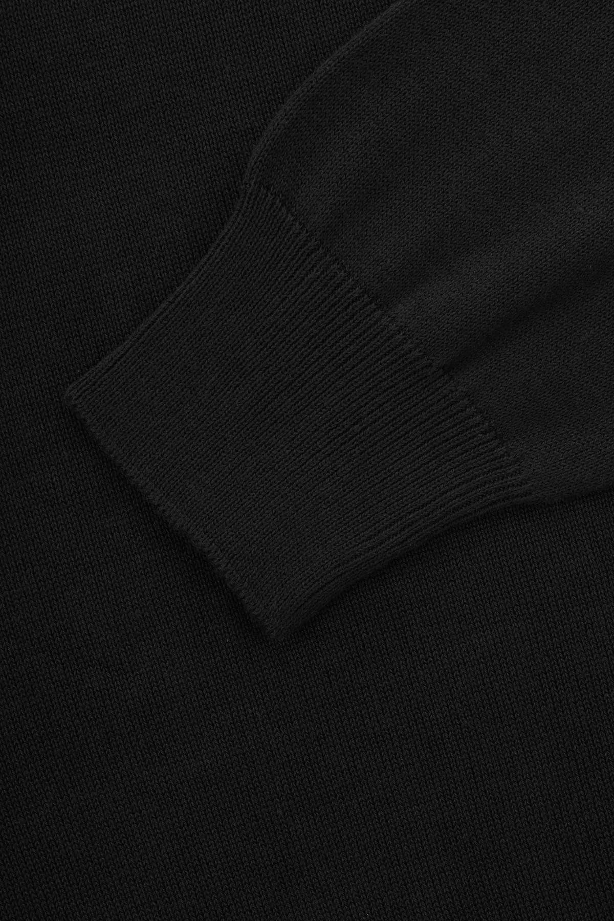 Jacquard Round Neck Black and Silver Knitted Pullover - 3