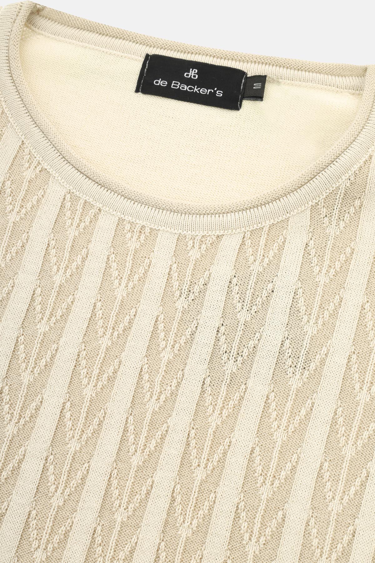 Jacquard Round Neck Beige Knitted Pullover - 2