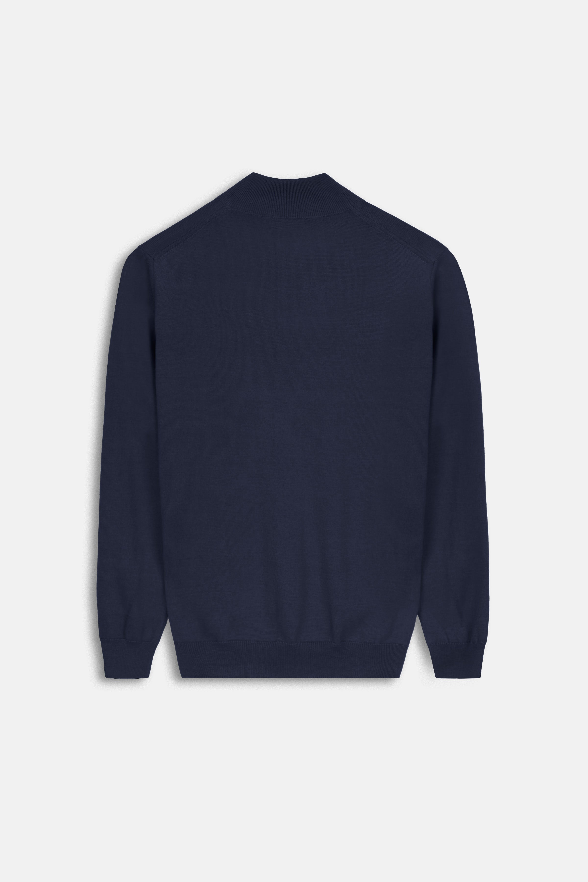 Knitted Navy Moc-Neck Pullover - 3