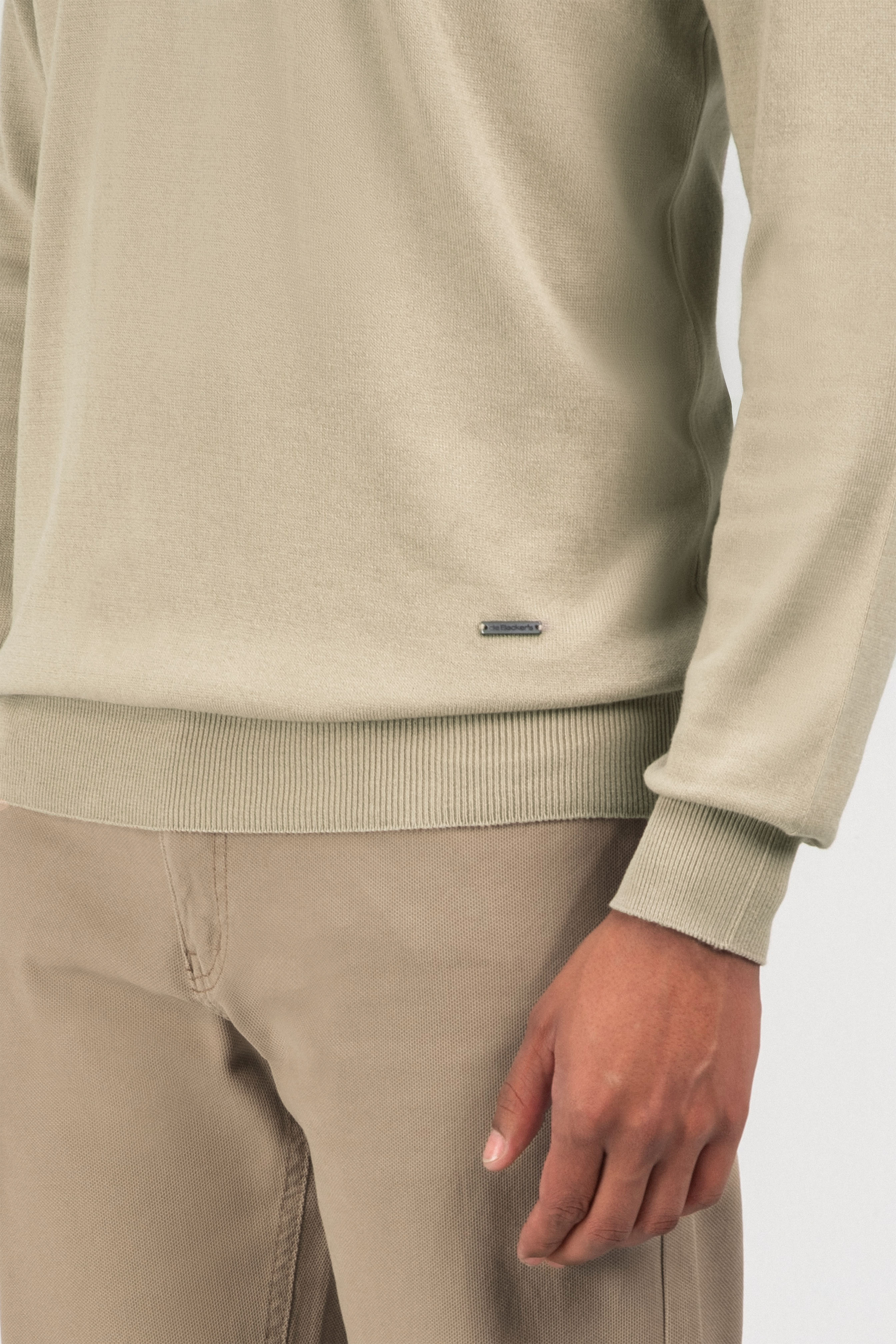 Knitted Beige Moc-Neck Pullover - 3
