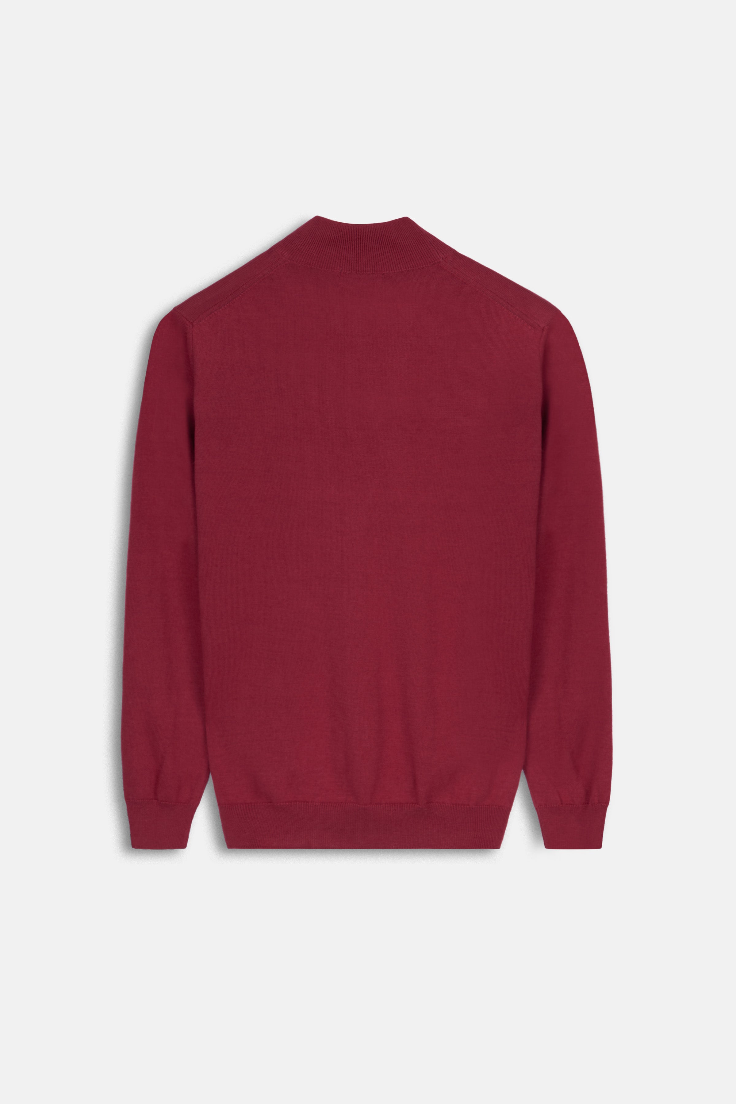 Knitted Dark Red Moc-Neck Pullover - 3
