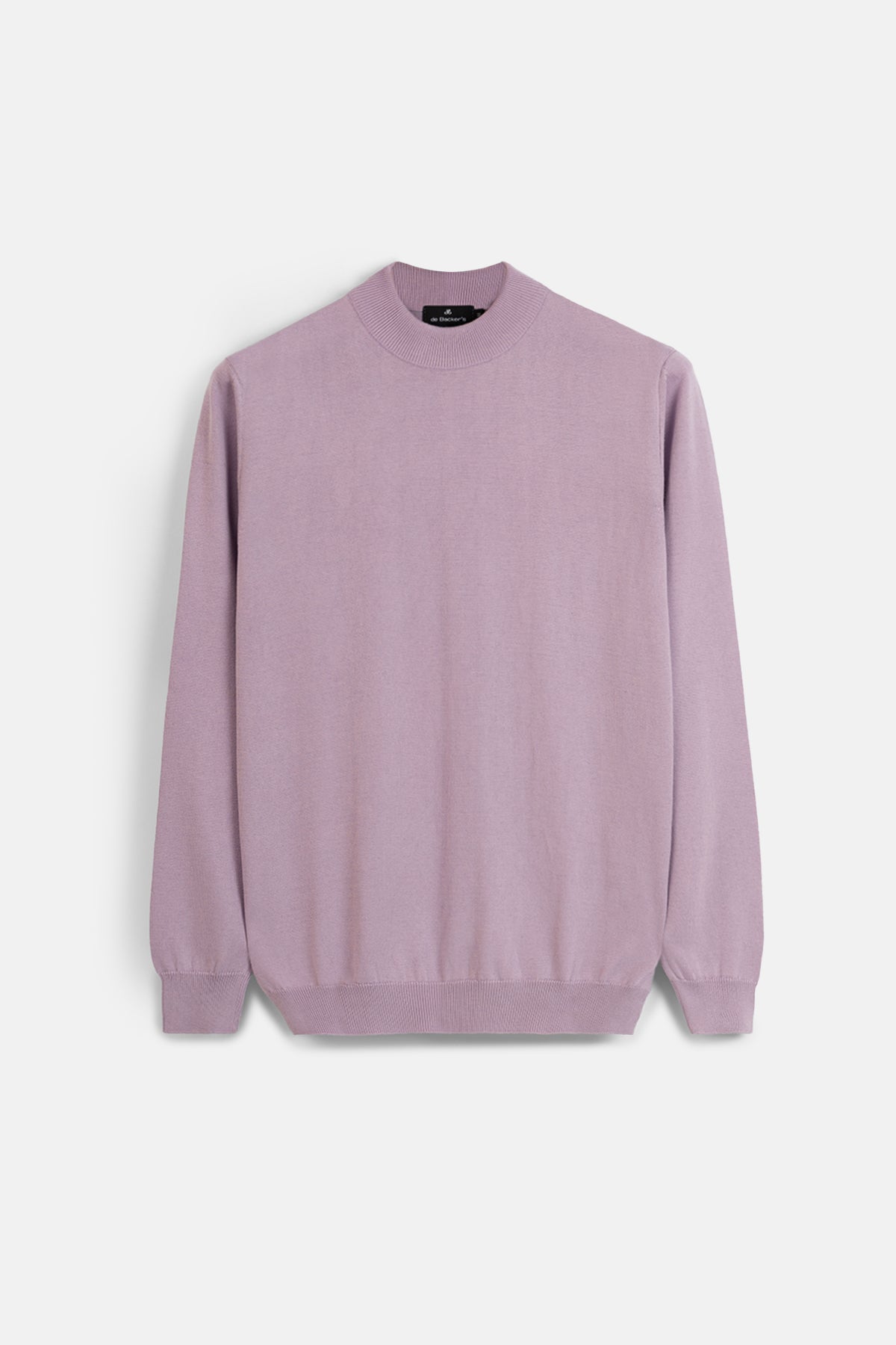 Knitted Mauve Moc-Neck Pullover - 1