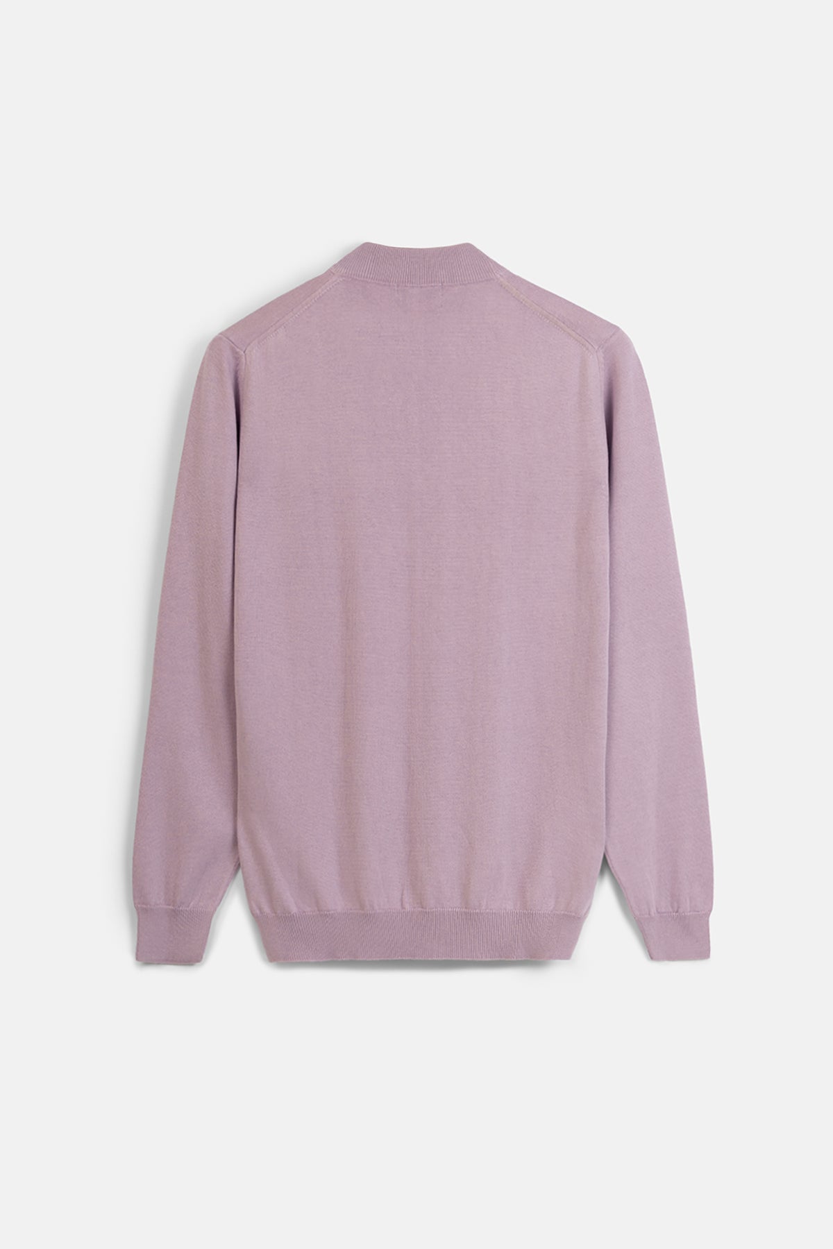Knitted Mauve Moc-Neck Pullover - 3