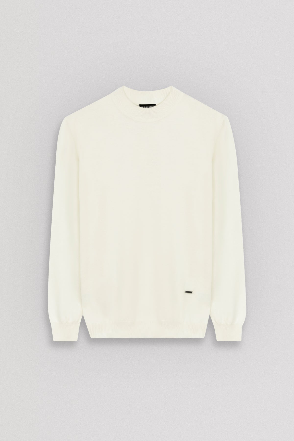 Knitted Off-White Moc-Neck Pullover - 1