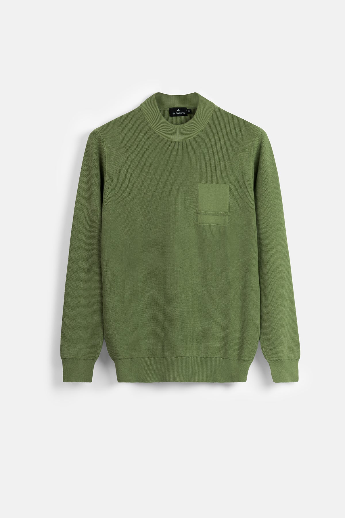 Jacquard Knitted Mock Neck Dark moss Green Pullover - 1