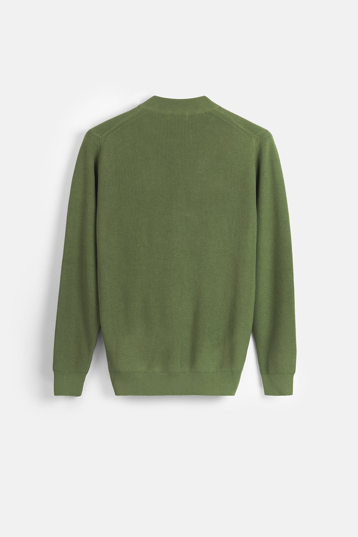 Jacquard Knitted Mock Neck Dark moss Green Pullover
