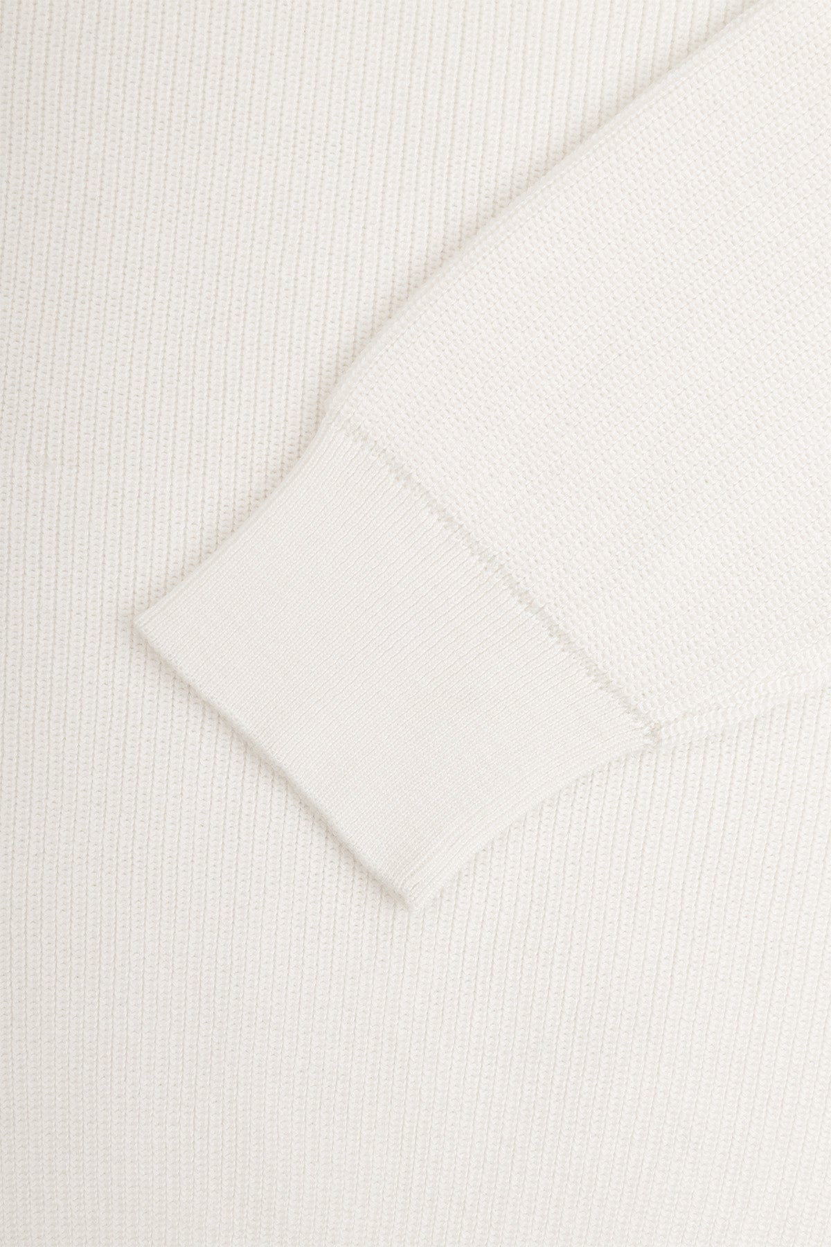 Jacquard Knitted Mock Neck Off-White Pullover