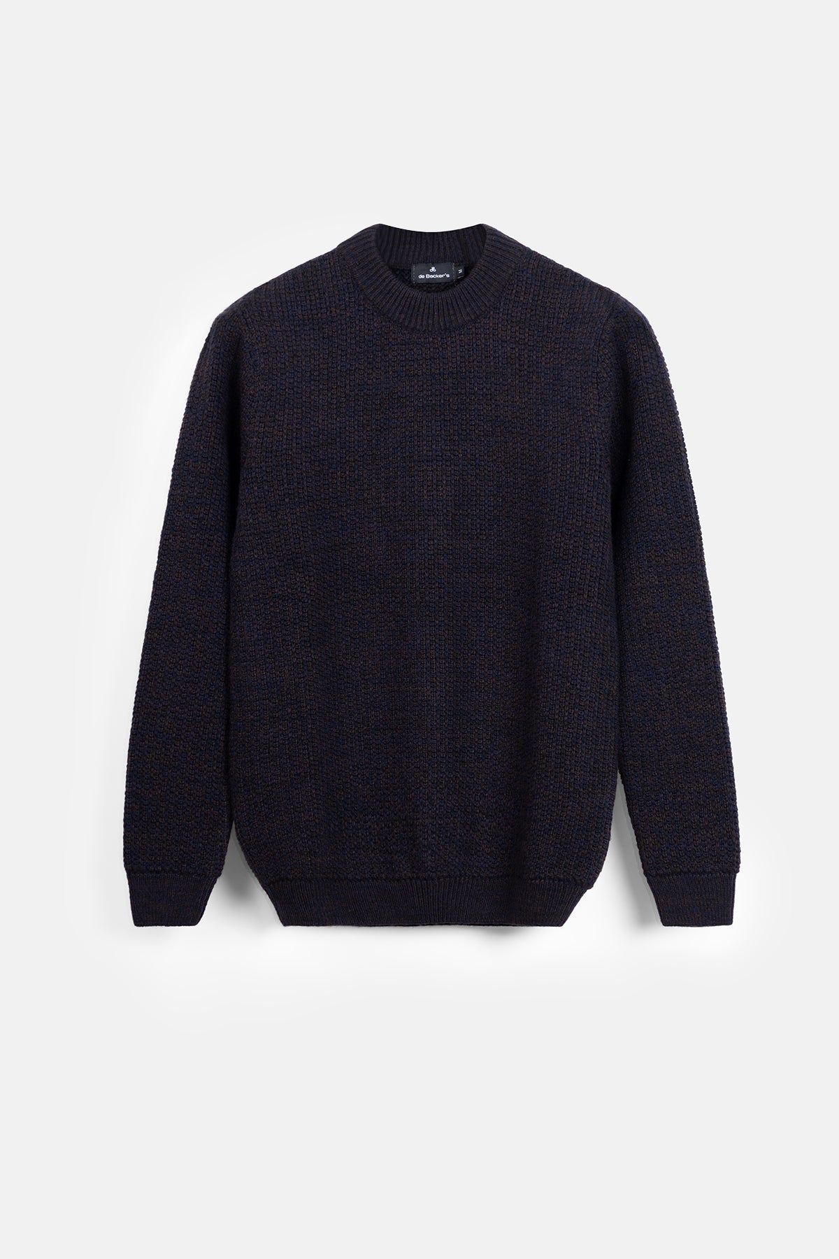 Knitted Dark Navy Moc-Neck Pullover - 1