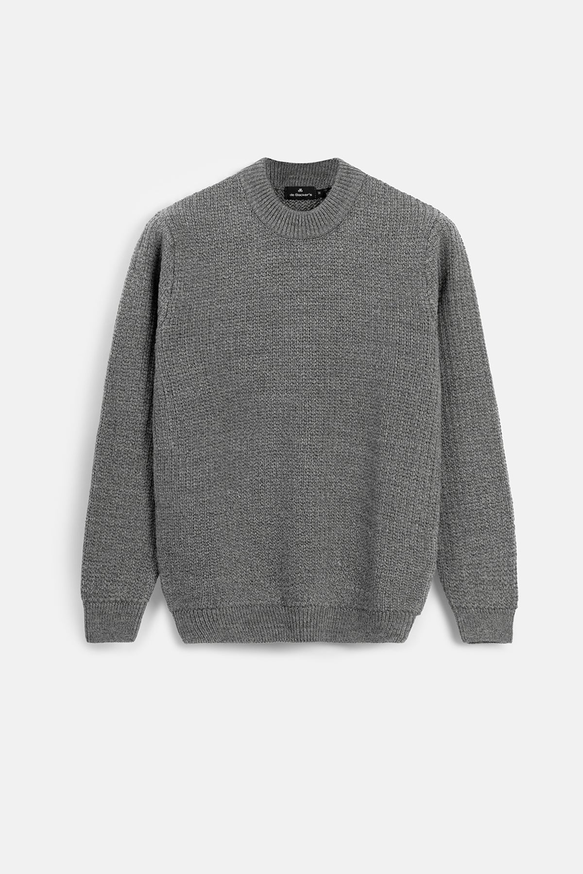Knitted Gray Moc-Neck Pullover - 1