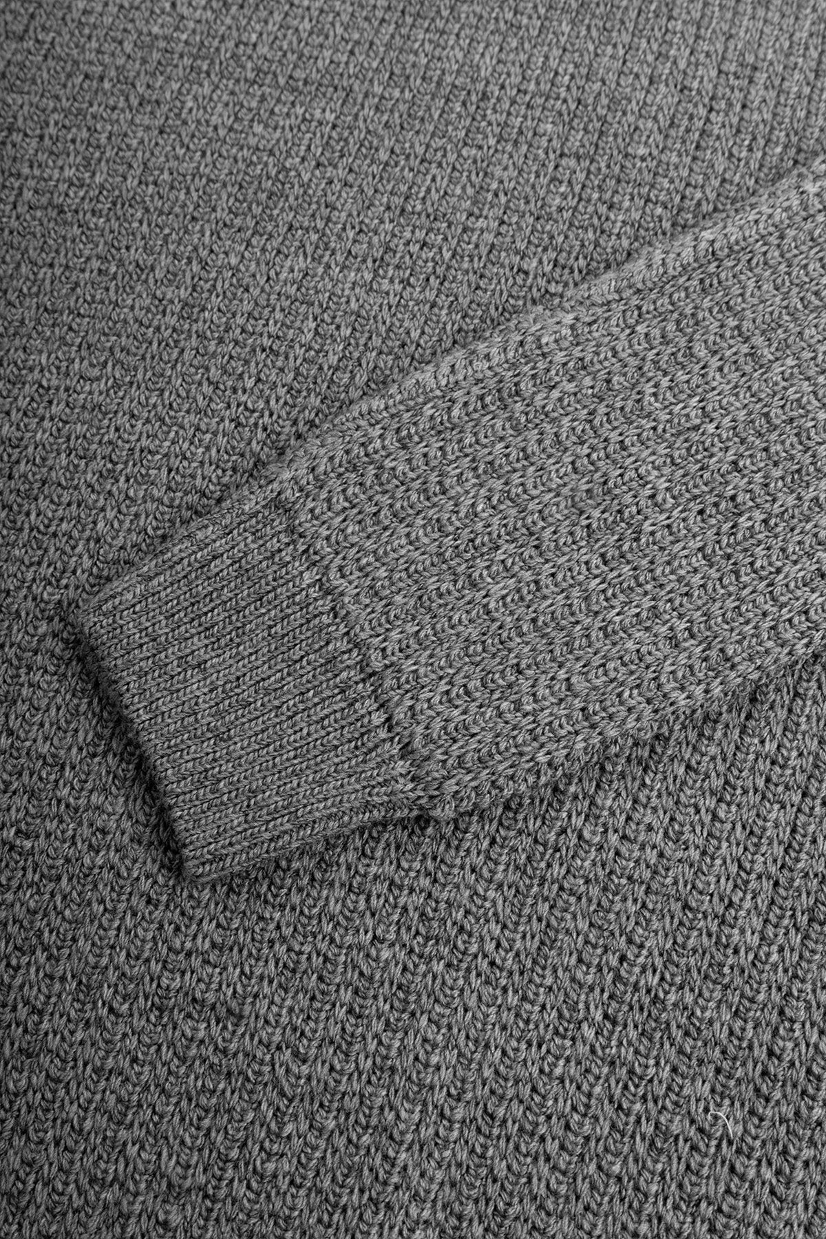 Knitted Gray Moc-Neck Pullover - 4