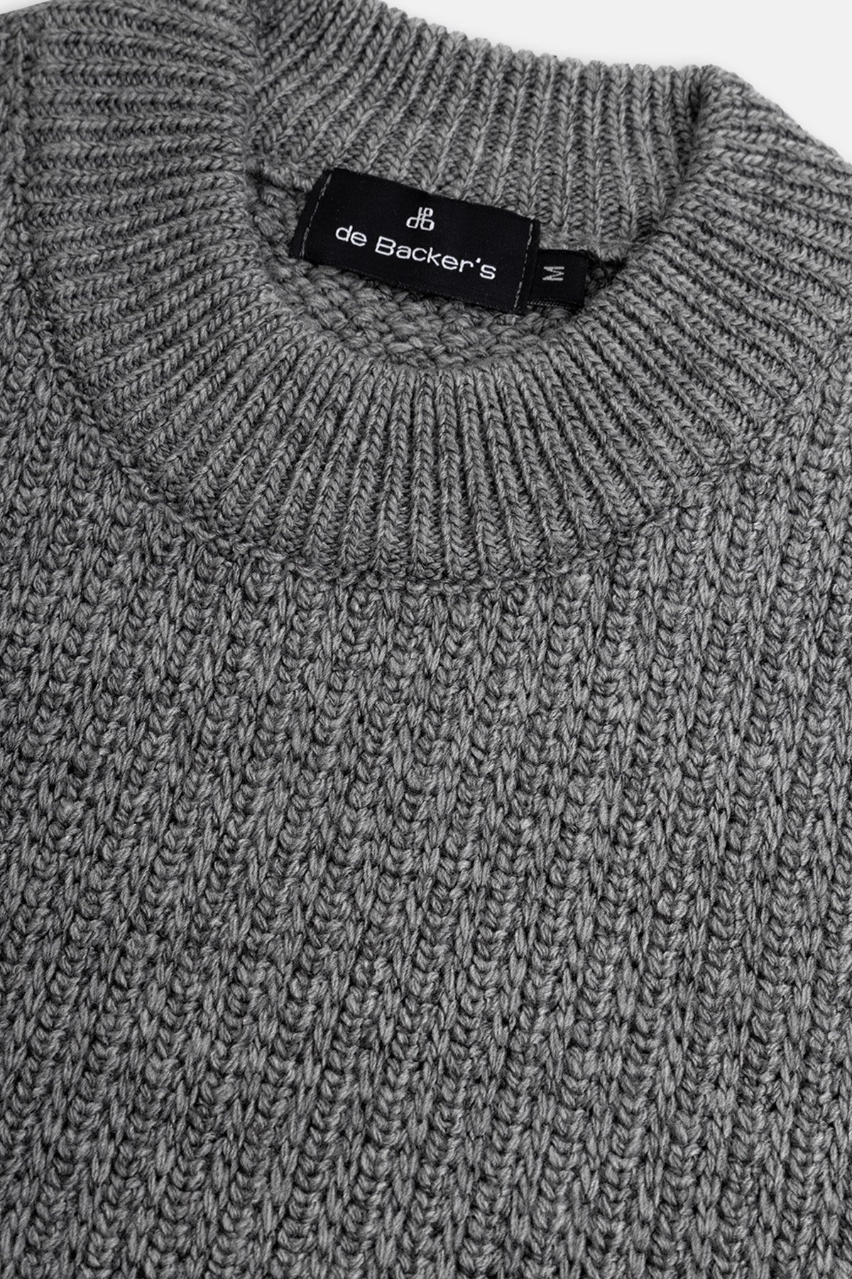Knitted Gray Moc-Neck Pullover - 3