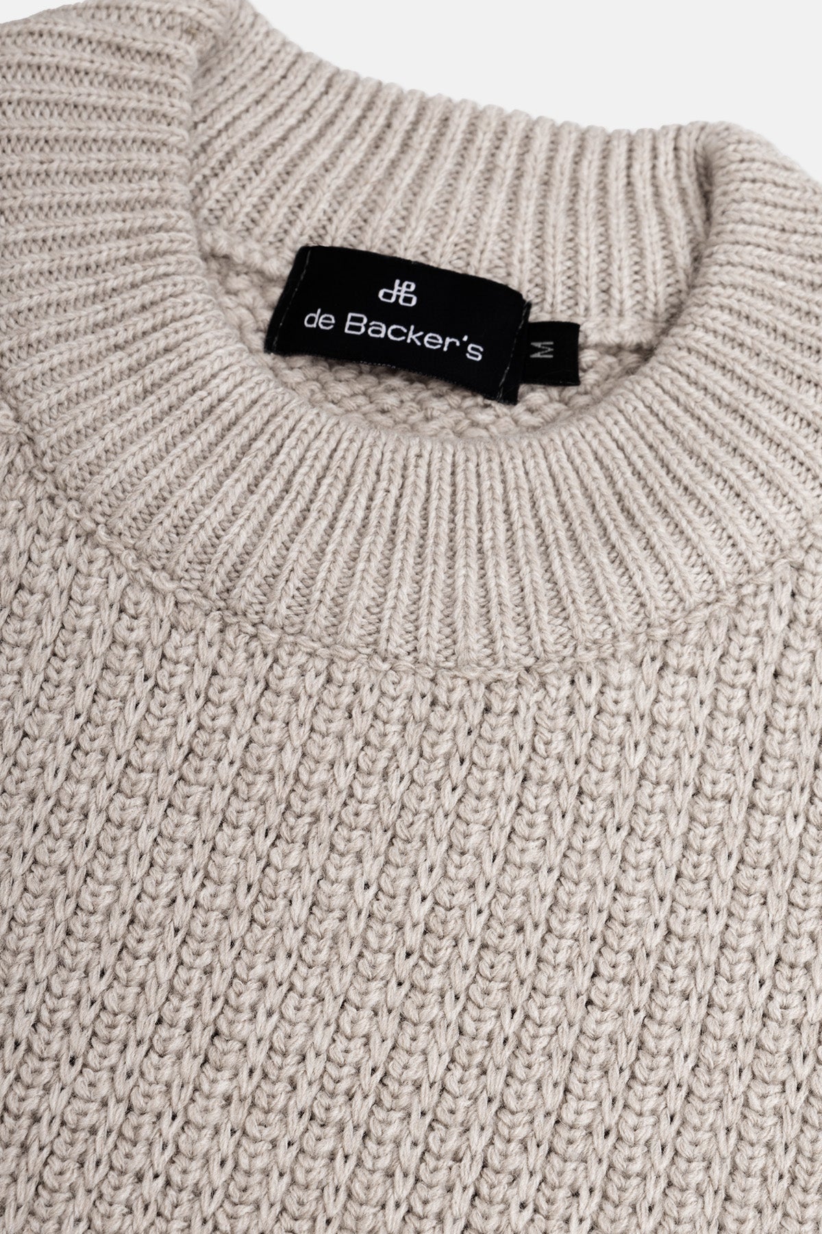 Knitted Light Beige Moc-Neck Pullover - 3