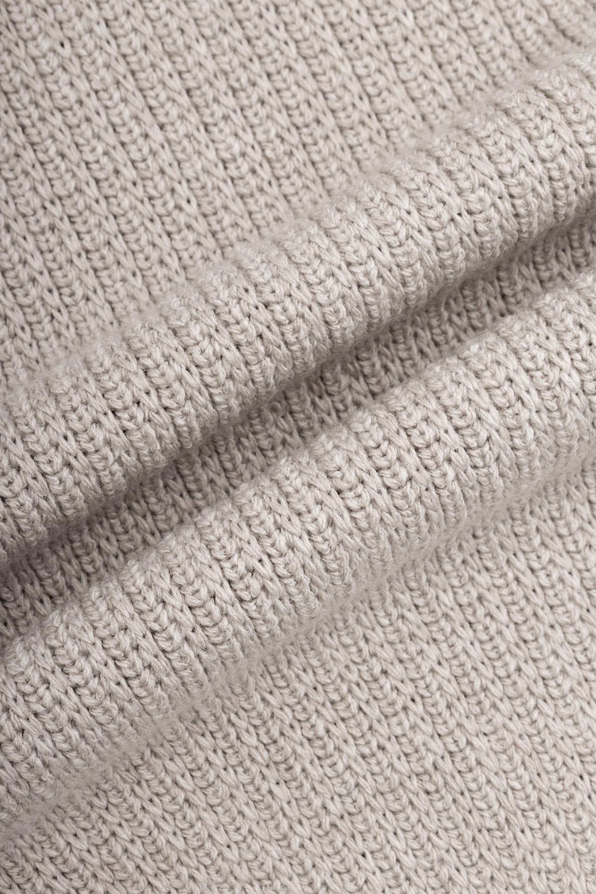 Knitted Light Beige Crew Neck Pullover