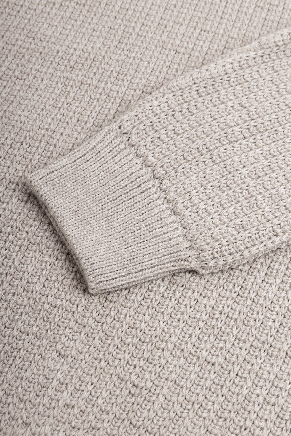 Knitted Light Beige Moc-Neck Pullover - 4