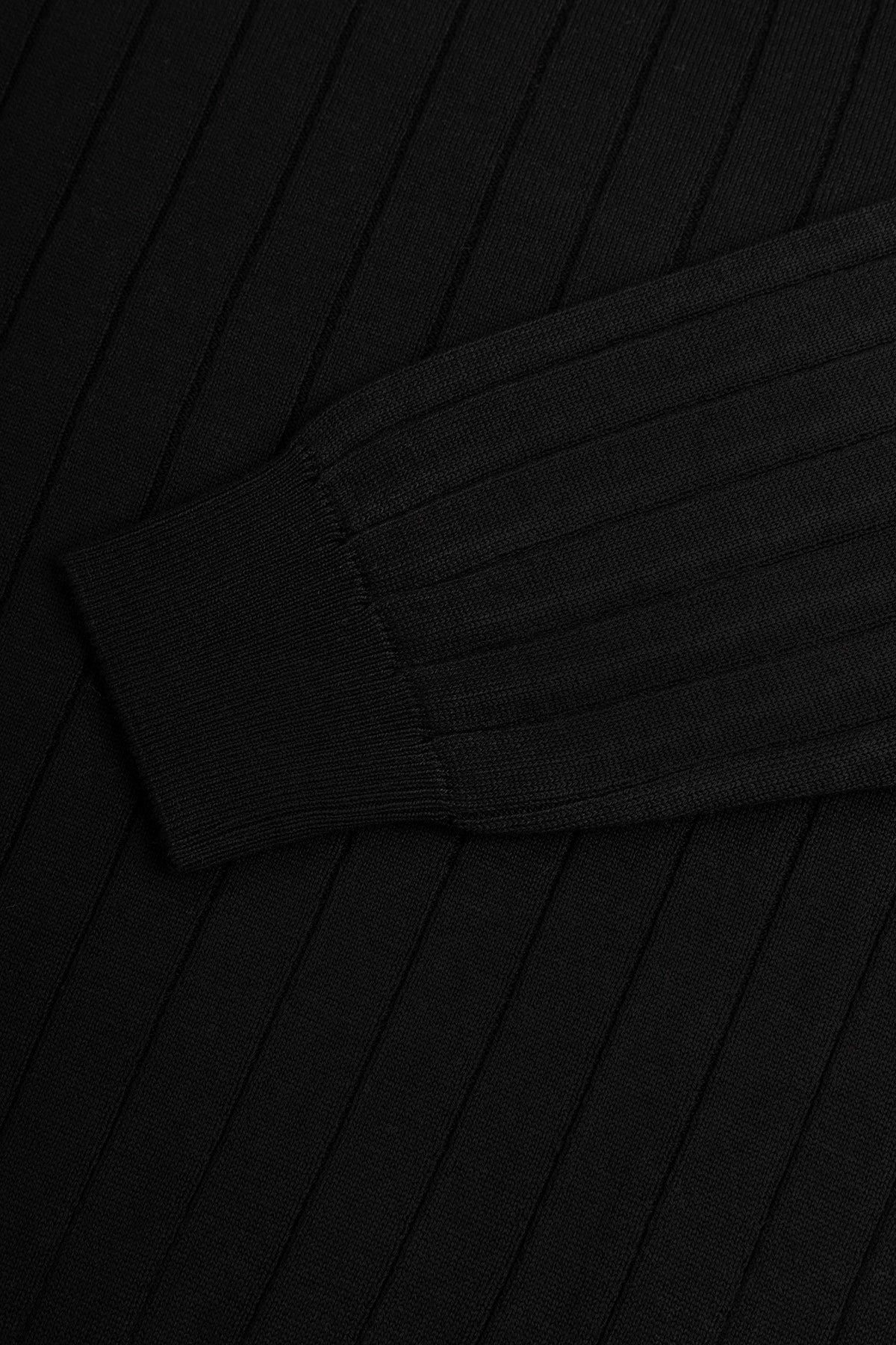 Striped Long Sleeves Black Polo Shirt - 4