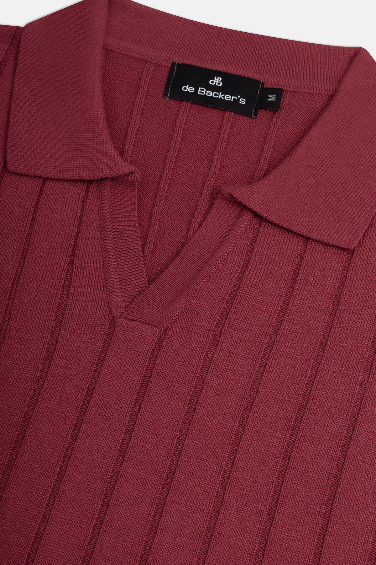 Striped Wine Red Long-Sleeves Polo Shirt - 3