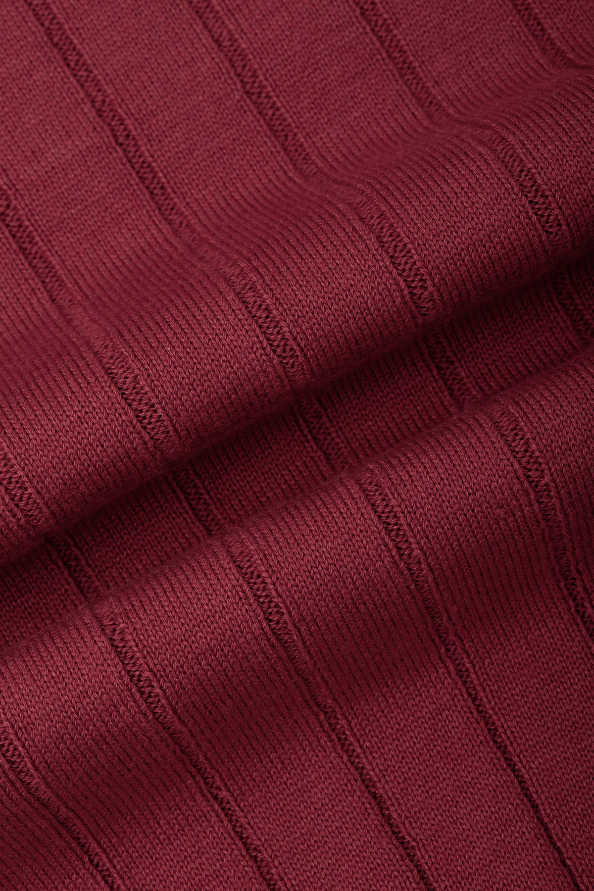 Striped Wine Red Long-Sleeves Polo Pullover