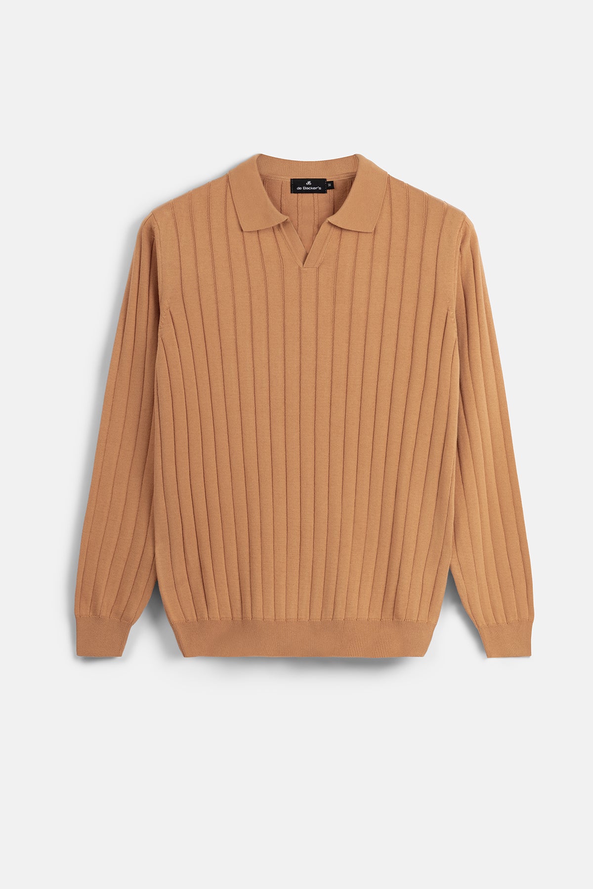 Striped Persian Orange Long-Sleeves Polo Shirt - 1