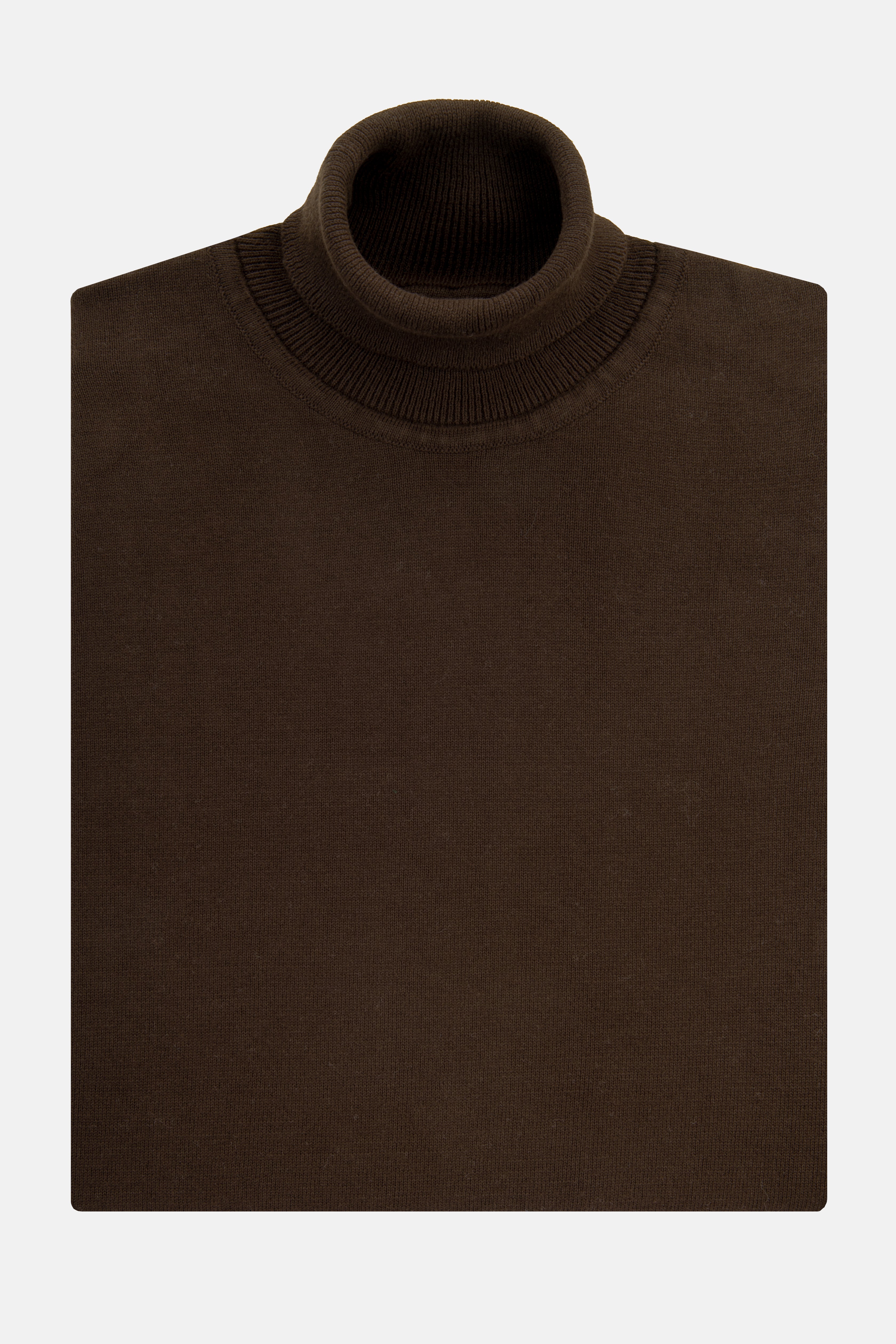 Solid Brown High Neck Pullover - 1