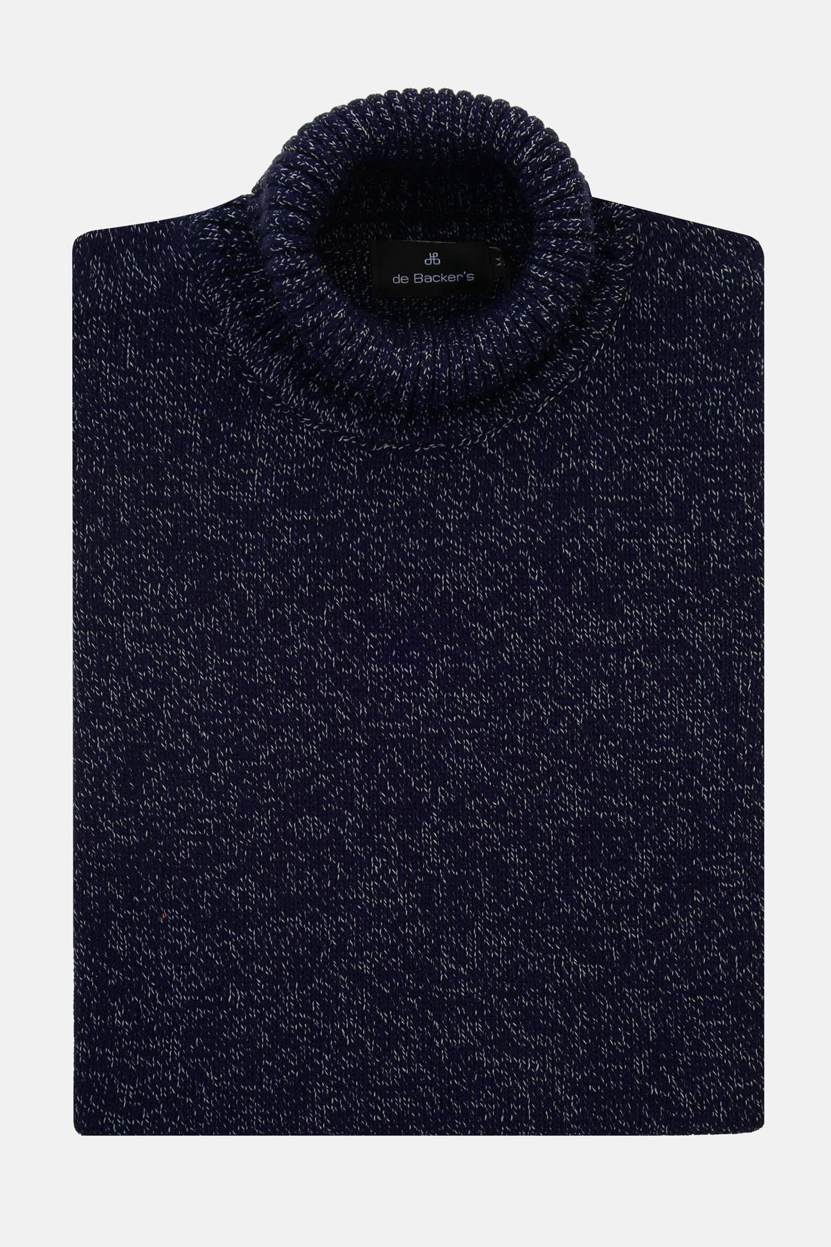 Jacquard Knitted Heavy Midnight Blue High-neck Pullover - 1
