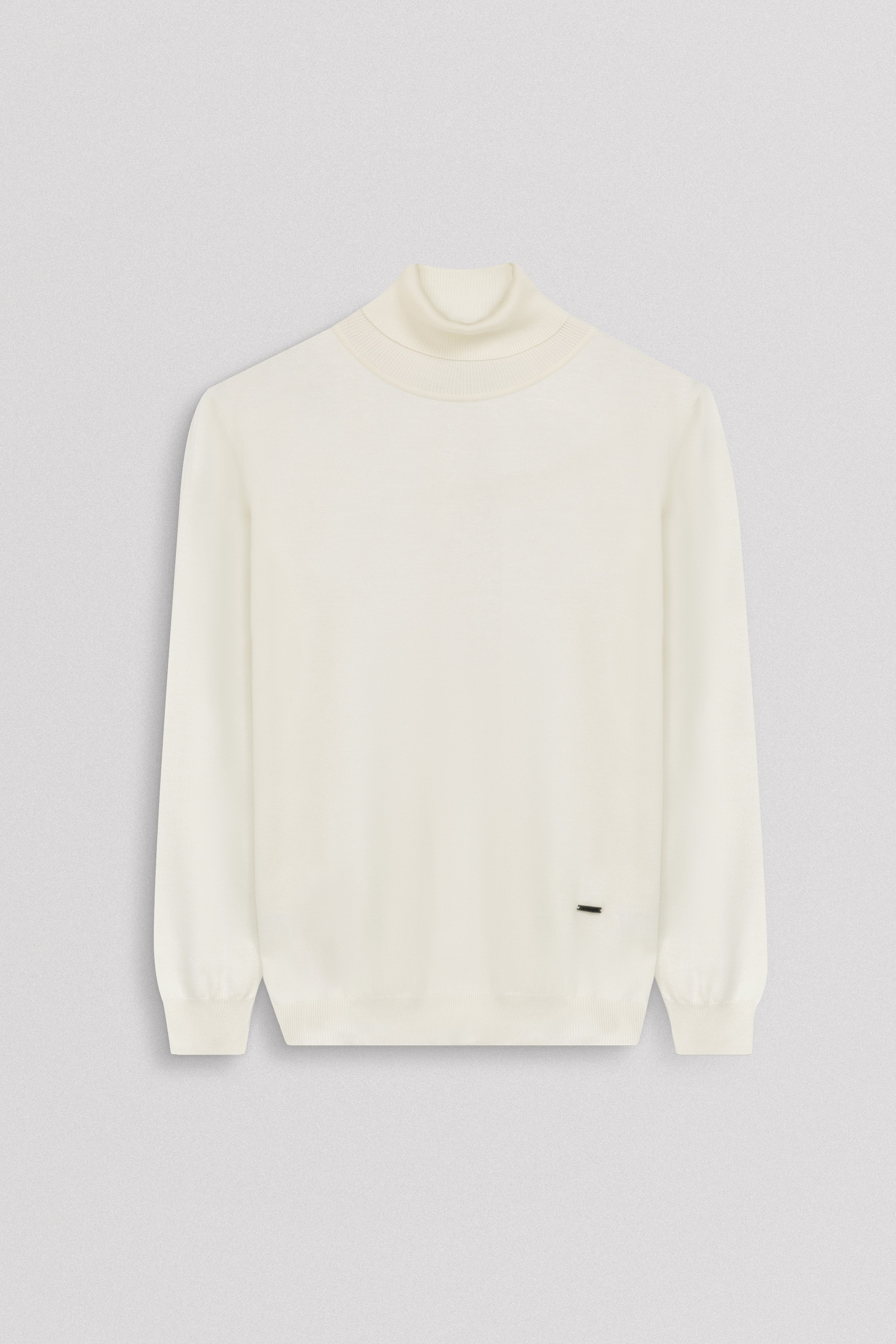 Solid White High-Neck Pullover - 1