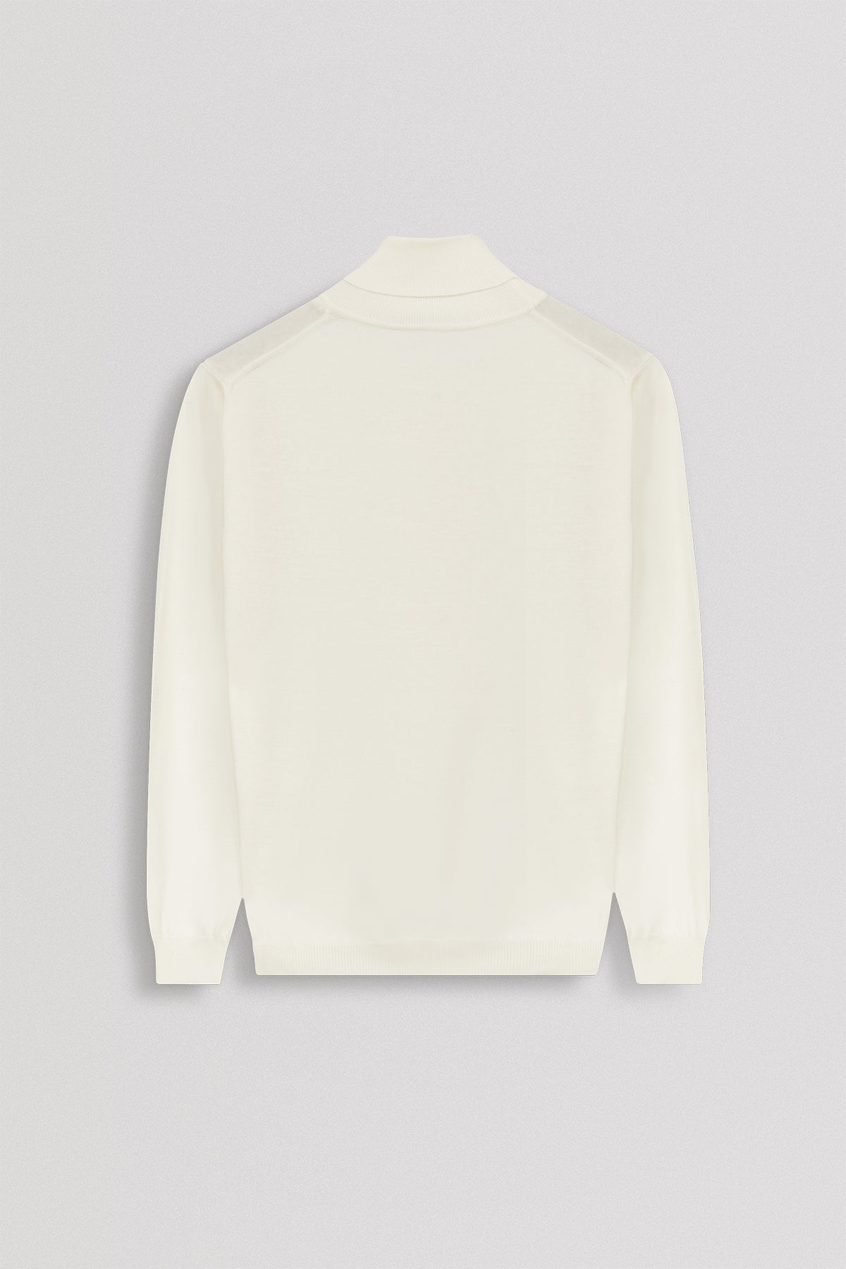 Solid White High-Neck Pullover - 2