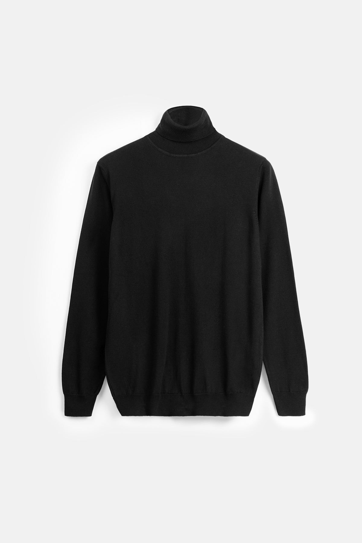 Solid Black High-Neck Pullover - 1