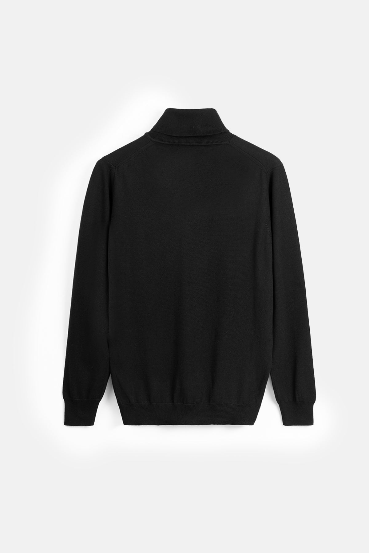 Solid Black High-Neck Pullover - 4