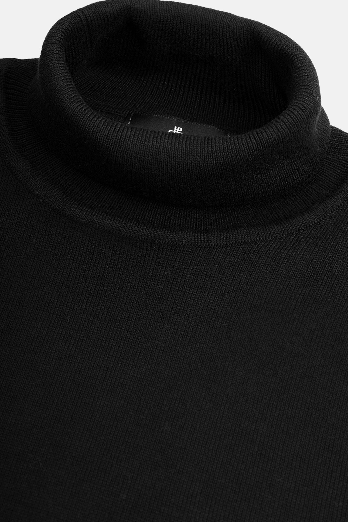 Solid Black High-Neck Pullover - 2