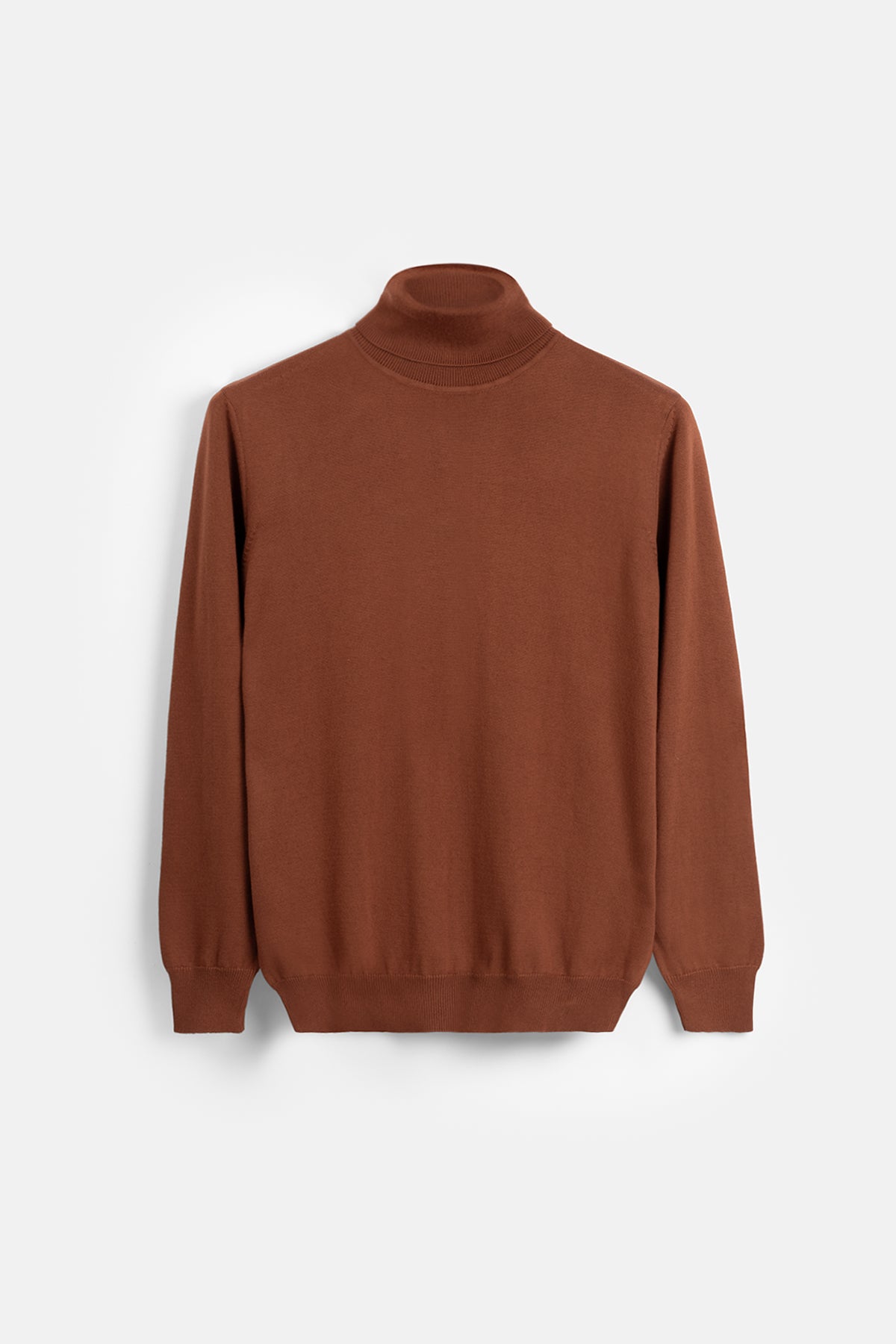 Solid Brick High-Neck Pullover - 1