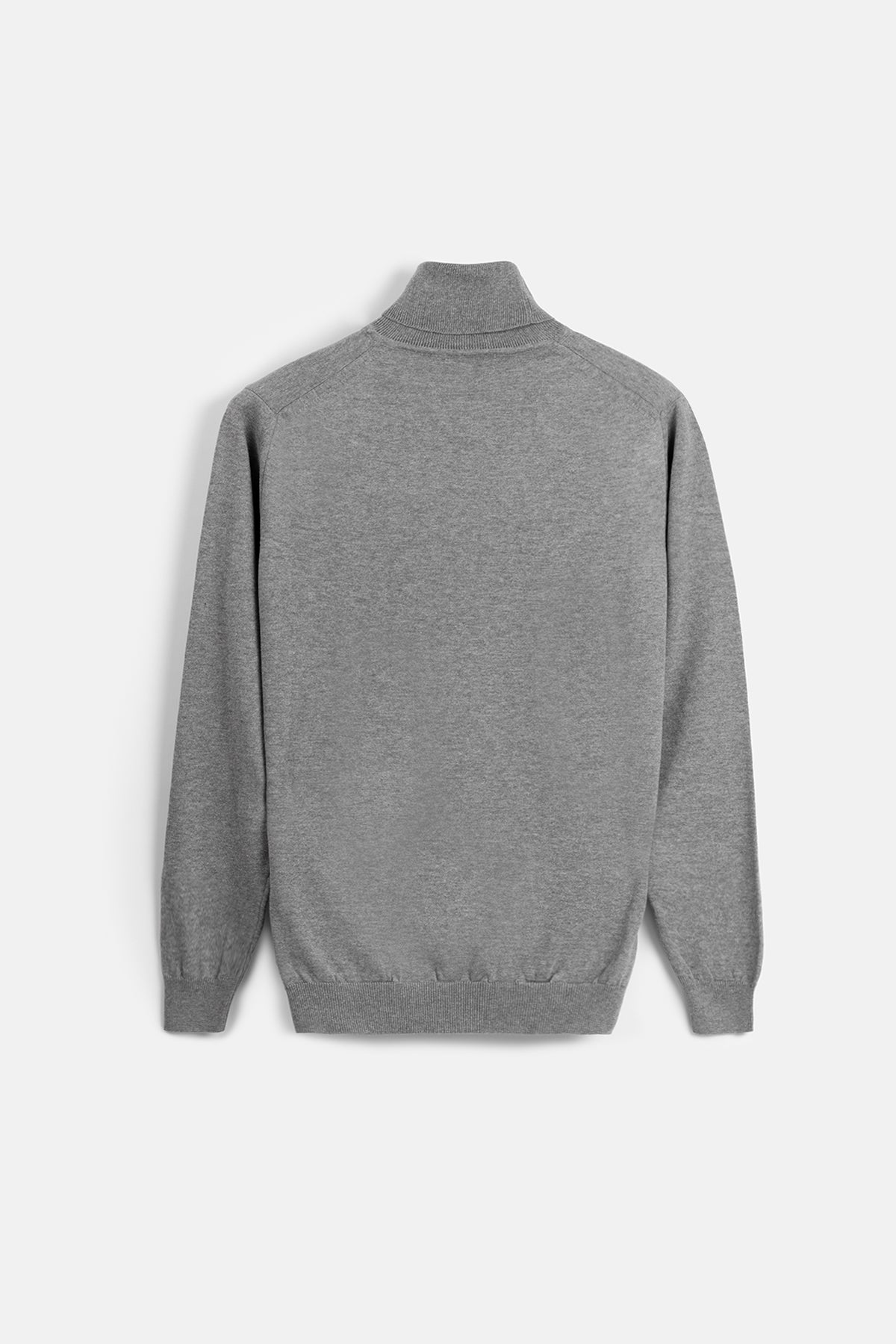 Solid Gray High-Neck Pullover - 4